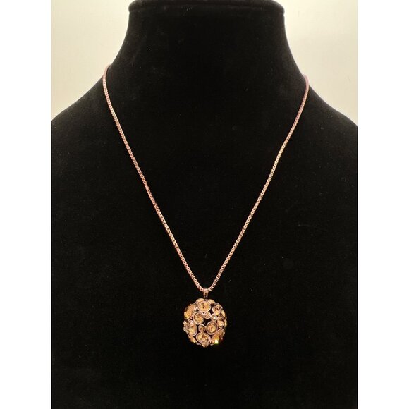 Fossil Rose Gold Crystal Ball Pendant Necklace With Decorative Key Clasp - Picture 2 of 7